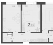 2-комн, 53 кв м, этаж 7/20 ул Краснодонская, 47