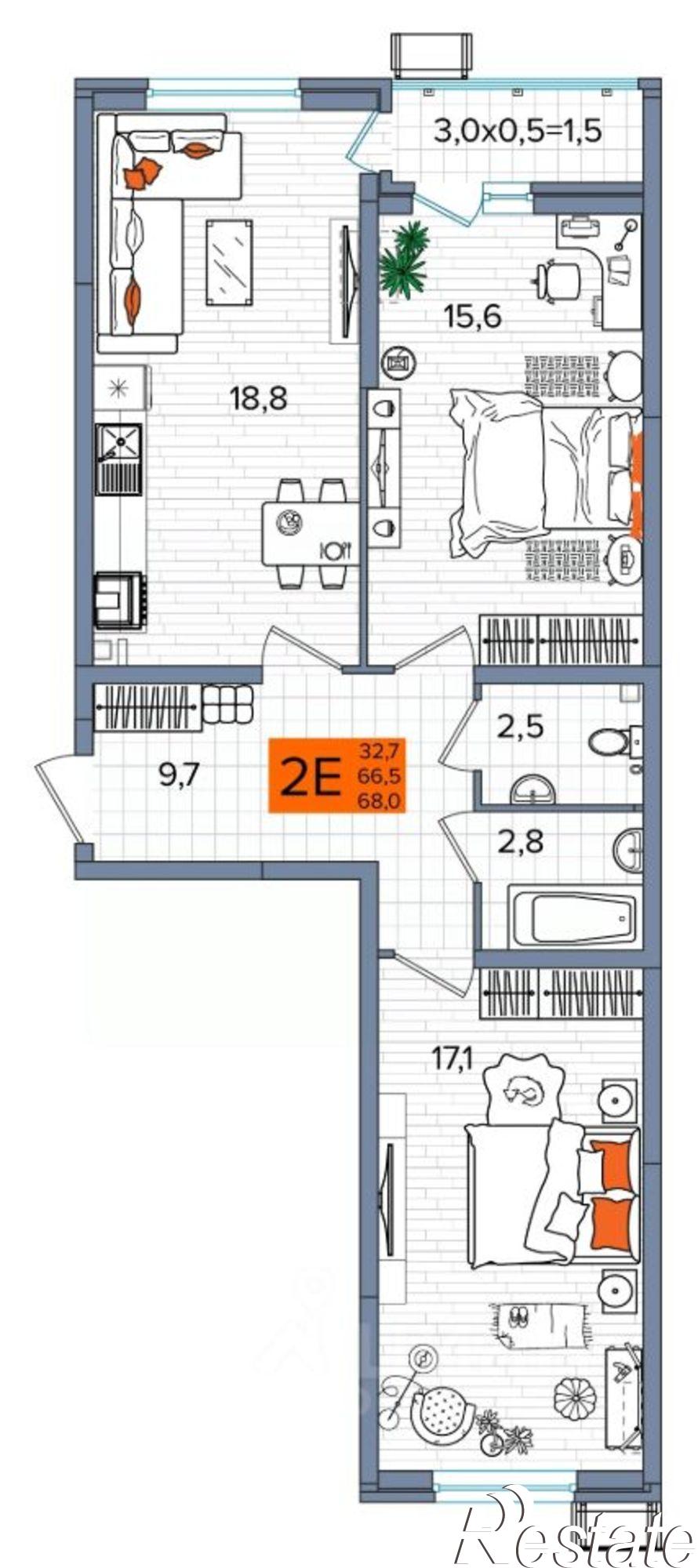 Купить квартиру за 8 796 480 рублей на улица Западный Обход, 65/1