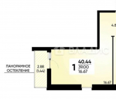 1-комн, 39кв м, этаж 5/18 ул Наставников, 10