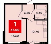 1-комн, 36 кв м, этаж 16/20 улица Мурата Ахеджака, 12 к8