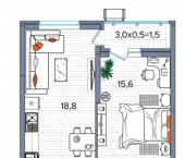 2-комн, 68 кв м, этаж 2/16 улица Западный Обход, 65/1