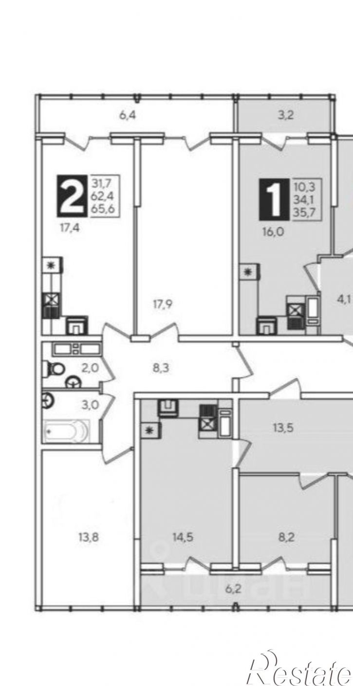 2-комн квартира Краснодар, улица Героя Пешкова, 14к3