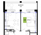 2-комн, 47 кв м, этаж 2/9 Сосновый проезд, д.10 литера 2