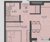 1-комн, 30.4 кв м, этаж 8/9 Виктора Анфиногенова ул