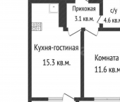 1-комн, 35кв м, этаж 9/16 ул им. лётчика Позднякова, 2 7