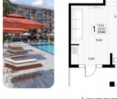 1-комн, 37 кв м, этаж 1/8 Мирная улица, 11 к8