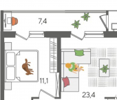 1-комн, 52 кв м, этаж 22/24 ул Новороссийская, 102