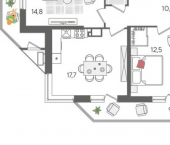 3-комн, 91 кв м, этаж 22/24 ул Новороссийская, 102