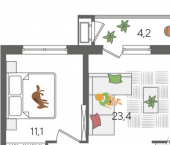 1-комн, 49 кв м, этаж 20/24 ул Новороссийская, 102
