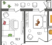 2-комн, 64 кв м, этаж 21/24 ул Новороссийская, 90/2 1