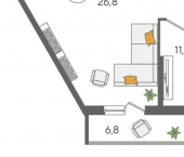1-комн, 56 кв м, этаж 22/24 ул Новороссийская, 90/2 1