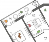 2-комн, 60 кв м, этаж 19/24 ул Новороссийская, 90/2 1