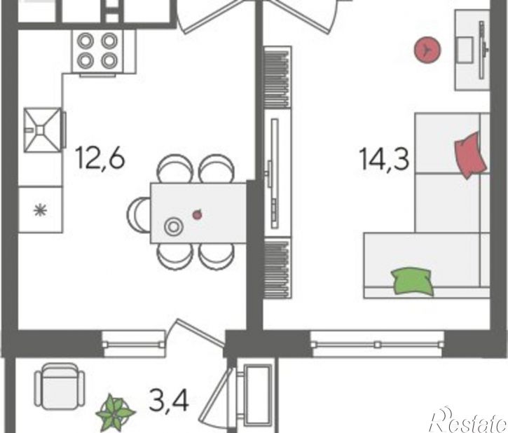 1-комн квартира в новом доме Краснодар, микрорайон Черёмушки, ЖК Рекорд