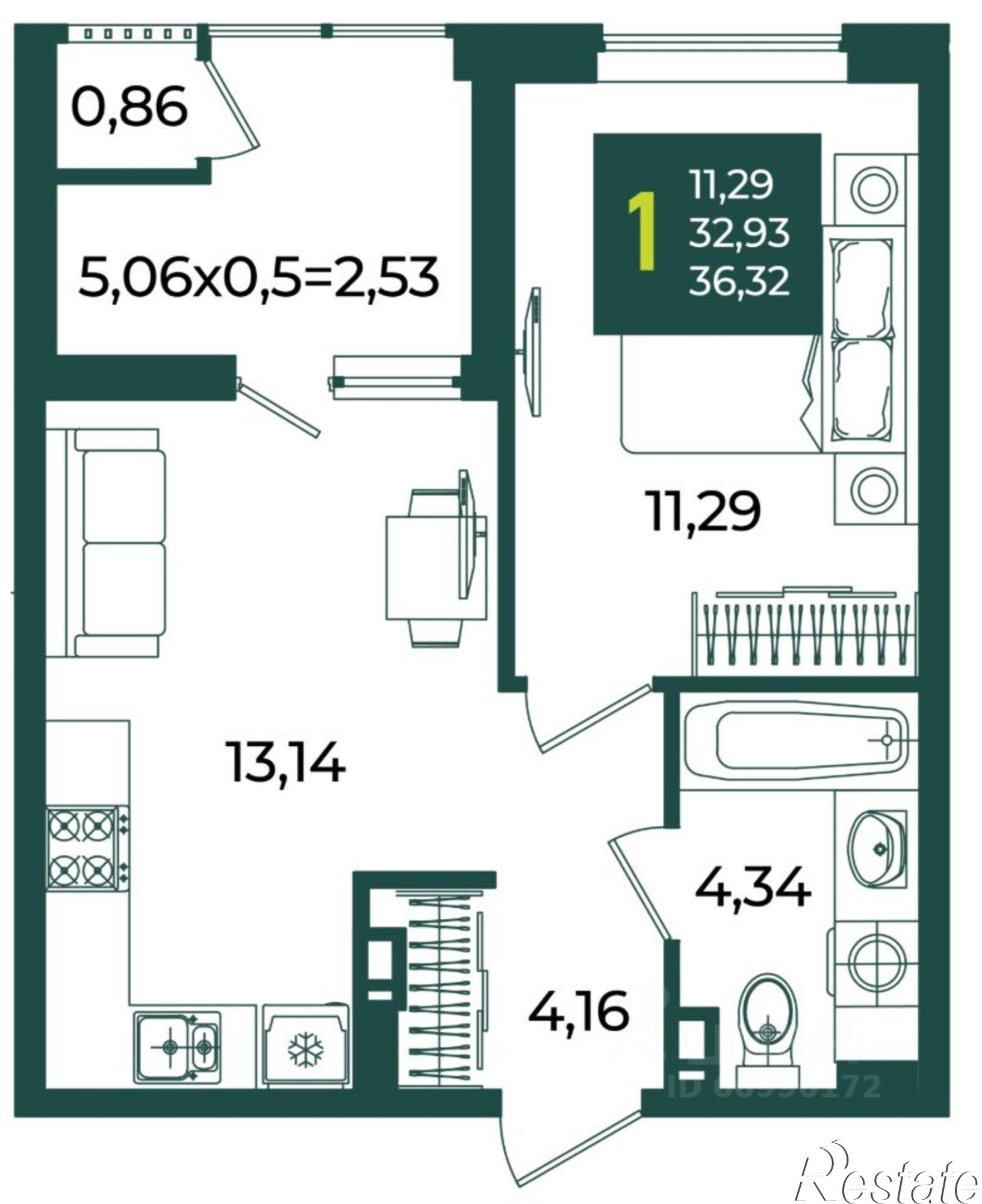 Купить квартиру за 5 941 950 рублей на улица 1 Мая