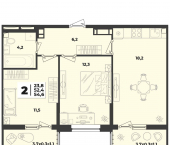 1-комн, 35 кв м, этаж 7/9 улица Западный Обход