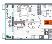 2-комн, 64 кв м, этаж 16/16 улица имени Константина Гондаря, 98 к1