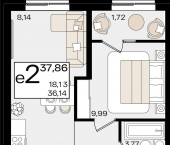 2-комн, 37 кв м, этаж 2/16 ул Сормовская, 1/3 1