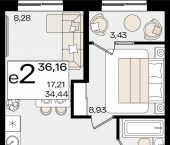 2-комн, 36 кв м, этаж 12/16 ул Сормовская, 1/3 1