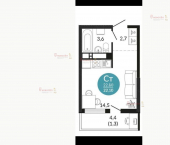 1-комн, 21кв м, этаж 9/25 Куникова 47Г