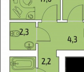 2-комн, 57кв м, этаж 4/5 ул им. Комарова В.М., 106Б 4