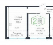 2-комн, 53кв м, этаж 20/24 Обрывная улица, 132/1 к21