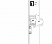 1-комн, 45кв м, этаж 16/16 Краснодар, улица Ивана Беличенко, 90к1