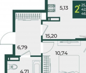 2-комн, 46 кв м, этаж 10/18 ул 2-я Ямальская, 9