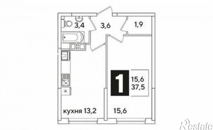 1-комн квартира Краснодар, улица Ивана Беличенко, 91