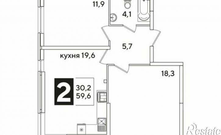 2-комн квартира Краснодар, улица Западный Обход, 39