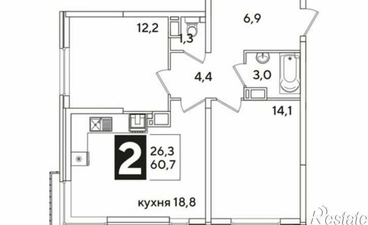 2-комн квартира Краснодар, улица Западный Обход, 39