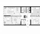 3-комн, 85кв м, этаж 16/16 улица Ивана Беличенко, 103