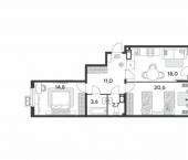 2-комн, 75 кв м, этаж 15/18 Краснодар, улица имени Героя Дангириева