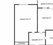 1-комн, 32кв м, этаж 3/9 ул Западный Обход, 42/4 1