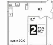 2-комн, 58 кв м, этаж 13/16 Краснодар, улица Западный Обход, 31