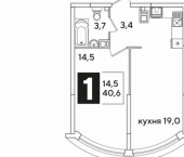 1-комн, 41 кв м, этаж 7/16 Краснодар, улица Ивана Беличенко, 91