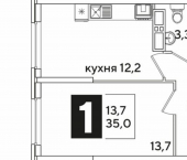 1-комн, 35 кв м, этаж 10/16 улица Ивана Беличенко, 91