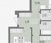 2-комн, 57кв м, этаж 2/8 Дальняя улица, 30