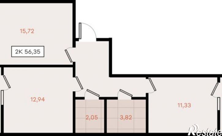 2-комн квартира в новом доме Динской район, Южно-Кубанское сельское поселение, посёлок Южный, коттедж