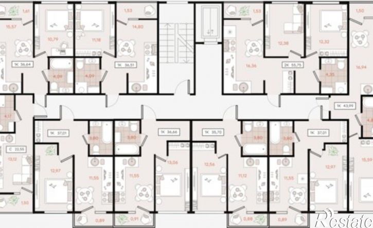 2-комн квартира в новом доме Динской район, Южно-Кубанское сельское поселение, посёлок Южный, коттедж