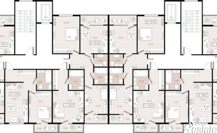 2-комн квартира в новом доме Динской район, Южно-Кубанское сельское поселение, посёлок Южный, коттедж