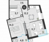 2-комн, 56 кв м, этаж 18/18 Садовая улица, 30