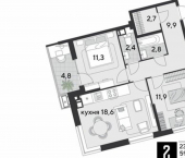 2-комн, 64 кв м, этаж 6/18 1-й Лиговский пр-д, 48