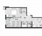 2-комн, 68 кв м, этаж 11/18 микрорайон Парк Победы