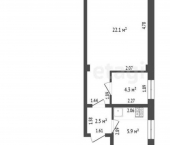 1-комн, 38кв м, этаж 6/6 Черноморская улица, 41