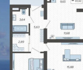 3-комн, 66кв м, этаж 10/19 микрорайон Бытха, Ясногорская улица, 16/2к11