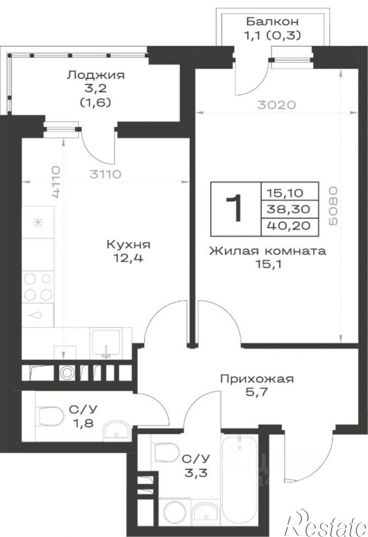 1-комн квартира в новом доме ул Станичная, 16Д,  д. 16Д