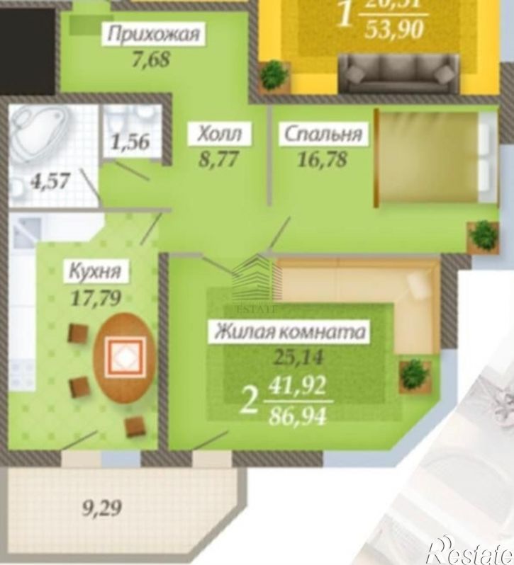2-комн квартира Центральный внутригородской округ,набережная Кубанская,37/11